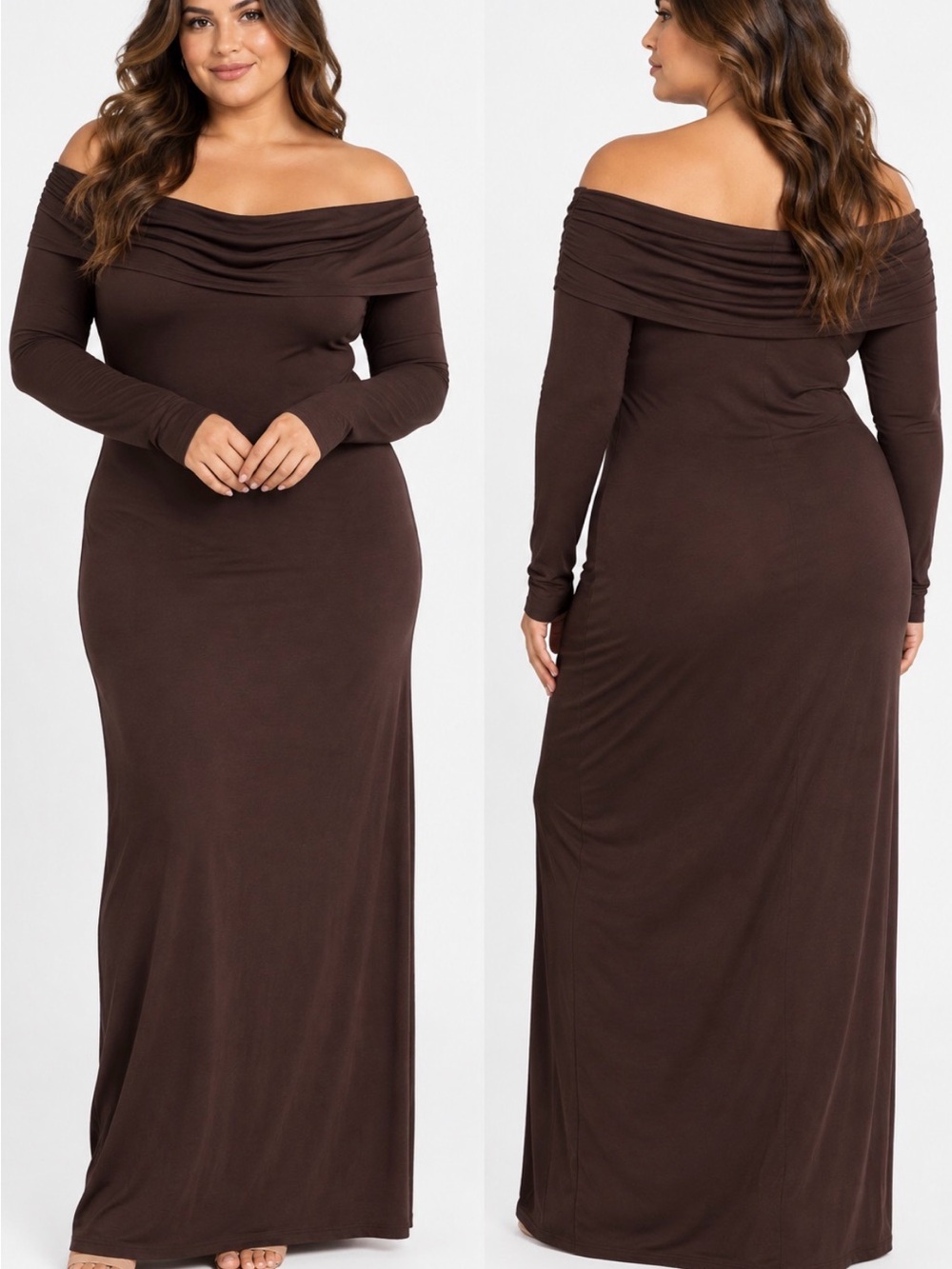 SKIMS Sheer Modal Cashmere Off Shoulder Long Maxi Dress Phoenix 4X